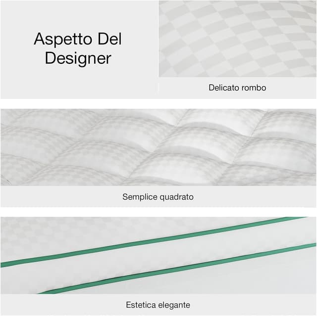 Detalle de Novilla Topper materasso matrimoniale 160x190 cm imbottito 5 cm effetto piuma, microfibra morbida e lavabile