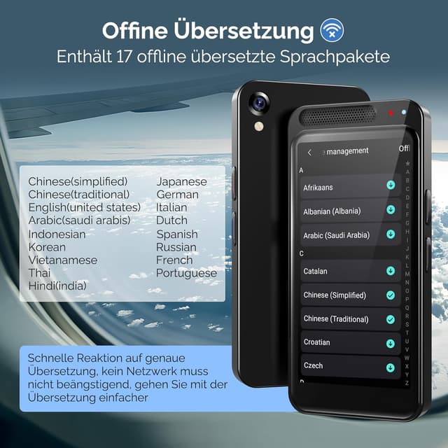 Detalle 2 de MoStrive Z6S Sprachübersetzer: Offline & Online-Übersetzung, Foto-Übersetzung und 150 Sprachen