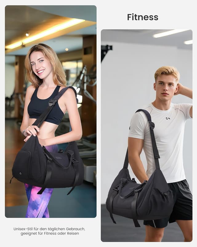 Detalle 2 de LOVEVOOK Sporttasche für Damen & Herren – Gym Bag mit Schuhfach, Befestigung für Yogamatte und Weekender-Option