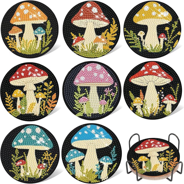 Detalle de Pilz Diamond Painting Untersetzer 8er Set