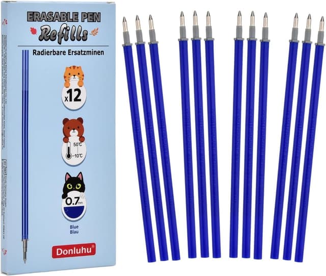 Thumbnail 6 de Donluhu radierbare Ersatzminen (13 cm) – 0,7 mm Stiftspitze, 12er Pack in Blau/Schwarz/Türkis/Violett