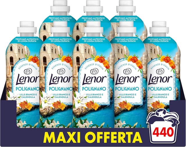 Detalle de Lenor Ammorbidente Concentrato Essenze d’Italia – Polignano, note di Lillà e Calendula (440 lavaggi, 8x55)