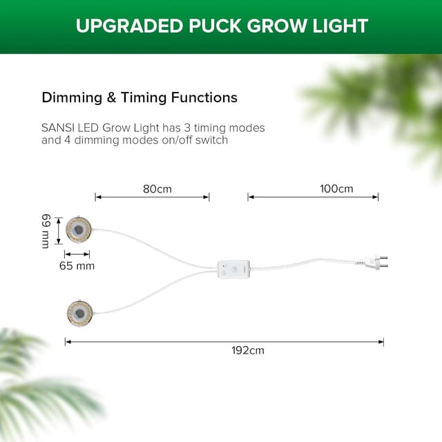 Thumbnail 6 de SANSI LED Pflanzenlampe für Zimmerpflanzen, 10W (150W Äquivalent) Vollspektrum, 2-Kopf mit Timer & dimmbar