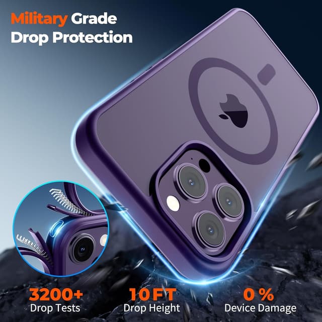 Detalle de zapica Magnetic Case for iPhone 14 Pro (MagSafe Compatible) — Dark Purple Translucent Matte Protection