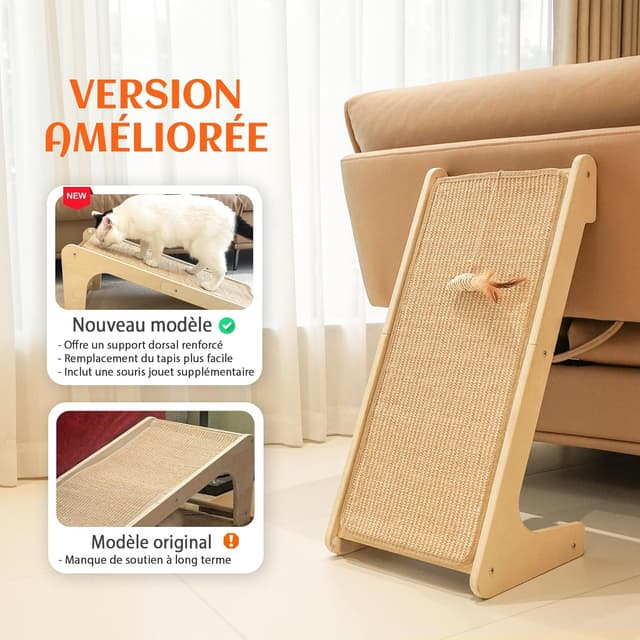 Detalle 2 de PETKARAY Griffoir pour chat en forme de L avec sisal naturel et fixation murale