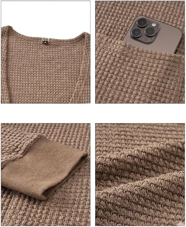 Detalle 2 de GLEENOD Strickjacke Damen Langarm mit Taschen