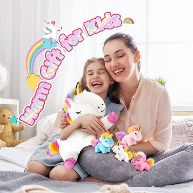 Thumbnail 6 de Adeokay Einhorn Kuscheltier Geschenk-Set (Einhorn-Mama & 4 Babys) für Mädchen und Jungen von 3 bis 10 Jahren