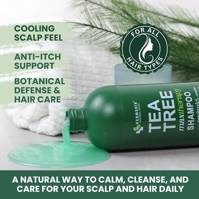 Detalle de KESMEDIK Tea Tree Oil Shampoo MaxTherapy (16 fl oz) — Clarifying, sulfate-free relief for itchy scalp