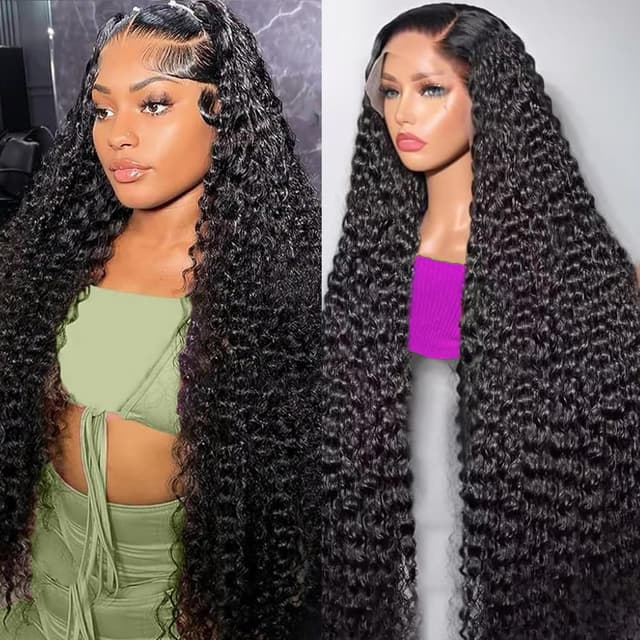 Thumbnail 6 de UTracycoy 99j Burgundy 13x6 Deep Wave Human Hair Lace Front Wig (180% density)