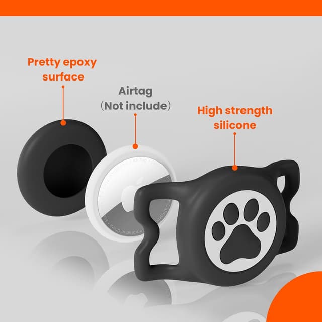 Detalle 2 de ilFindYou IP68 Waterproof AirTag Dog Collar Holder (Black & Pink) — Silicone Case Compatible with Apple AirTags