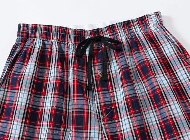 Detalle 2 de MoFiz Men’s Ultra Lightweight Cotton Plaid Pajama Pants (3-Pack) with Drawstring & Pockets