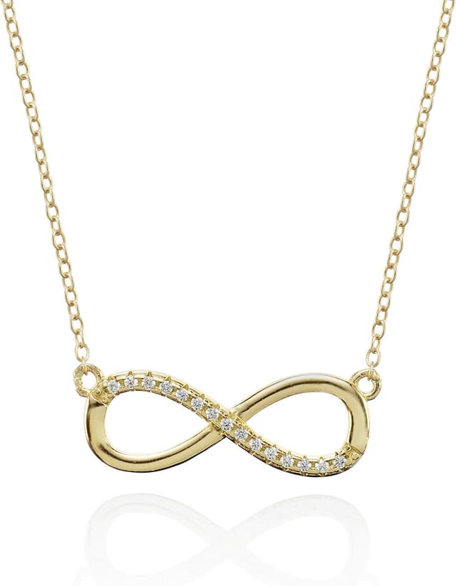 Detalle de Collier Infini NAMANA en argent massif 925 avec zircons et chaîne ajustable