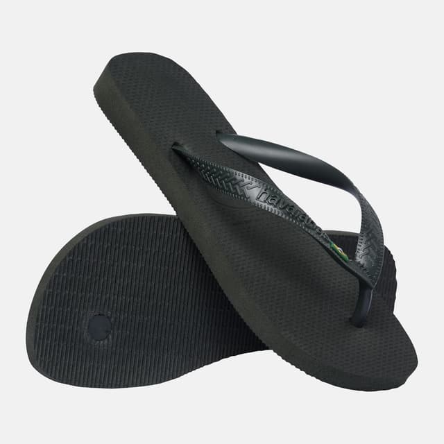 Detalle 2 de Havaianas Brasil Logo (Mini Me) unisex kids flip flops in olive green