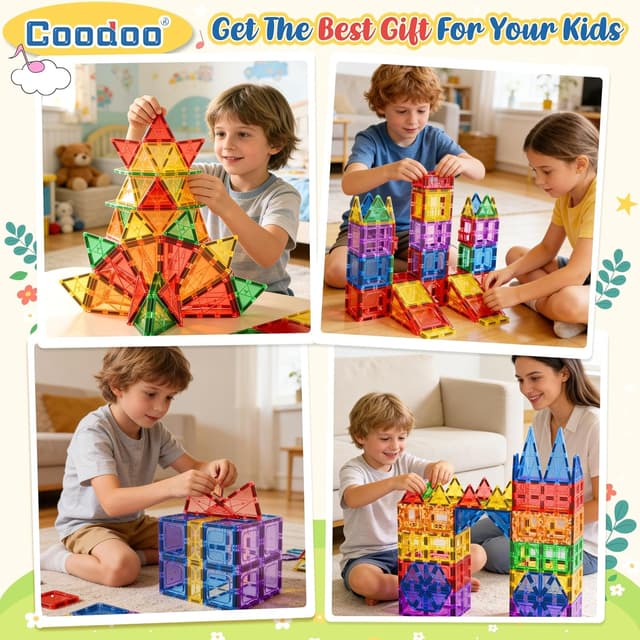 Detalle 2 de Coodoo 60-piece Magnetic Tiles STEM Toy 🧩