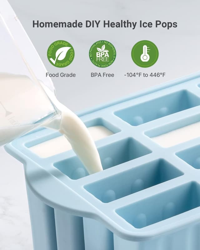 Detalle 2 de MEETRUE 12-Piece Silicone Popsicle Molds Kit with Sticks, Bags, and Cleaning Brush