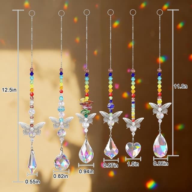Detalle de EEEKit 6PCS Butterfly Crystal Sun Catchers (crystal prism rainbow window ornaments)