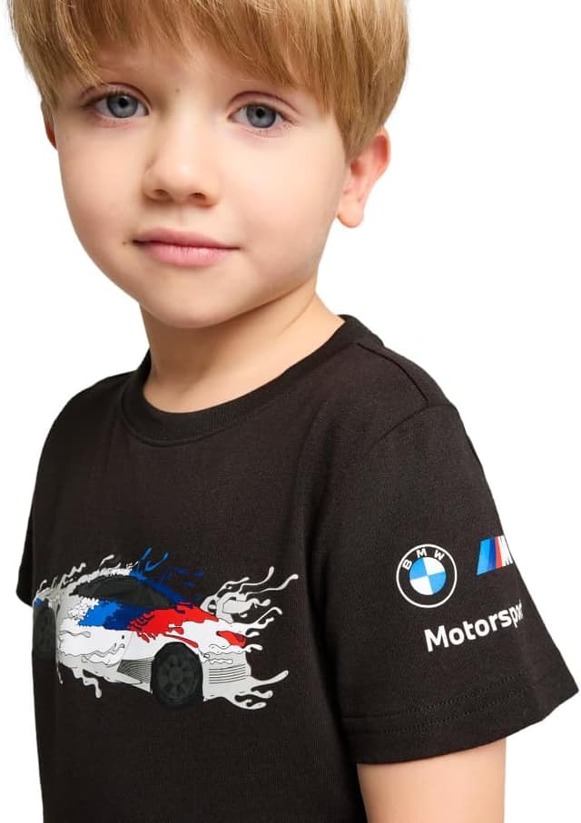 Detalle 2 de PUMA Unisex-Child BMW M Motorsport T-Shirt (Puma Black) — Regular Fit Cotton Tee