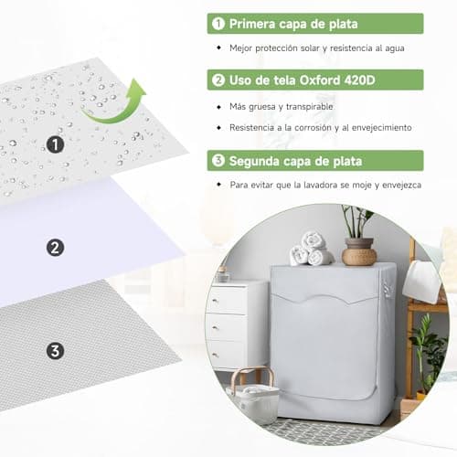 Detalle 2 de Fulasofia funda lavadora exterior impermeable para carga frontal (60*64*85) con protección UV