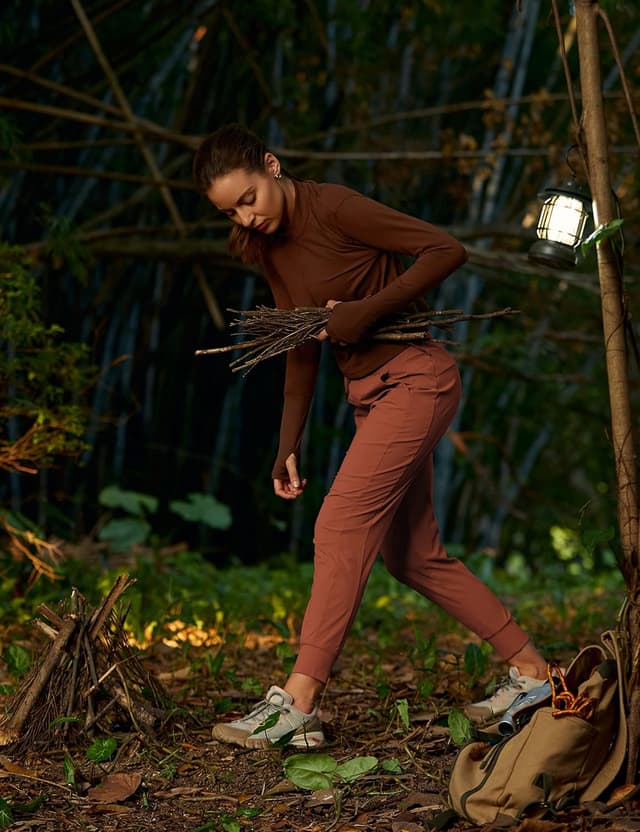 Detalle de CRZ YOGA Donna pantaloni jogger con coulisse in vita e tasche laterali