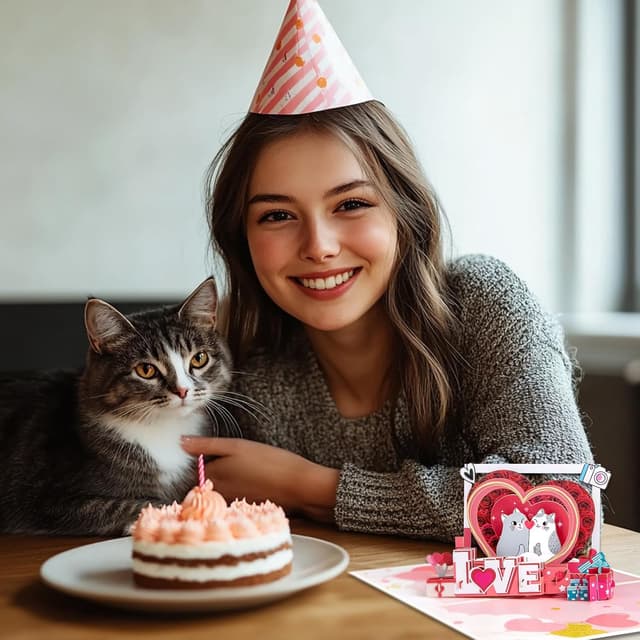 Thumbnail 6 de Love Frame Katze Pop-up Grußkarten mit leerer Notizkarte & Umschlag – für Liebe, Geburtstag & besondere Anlässe