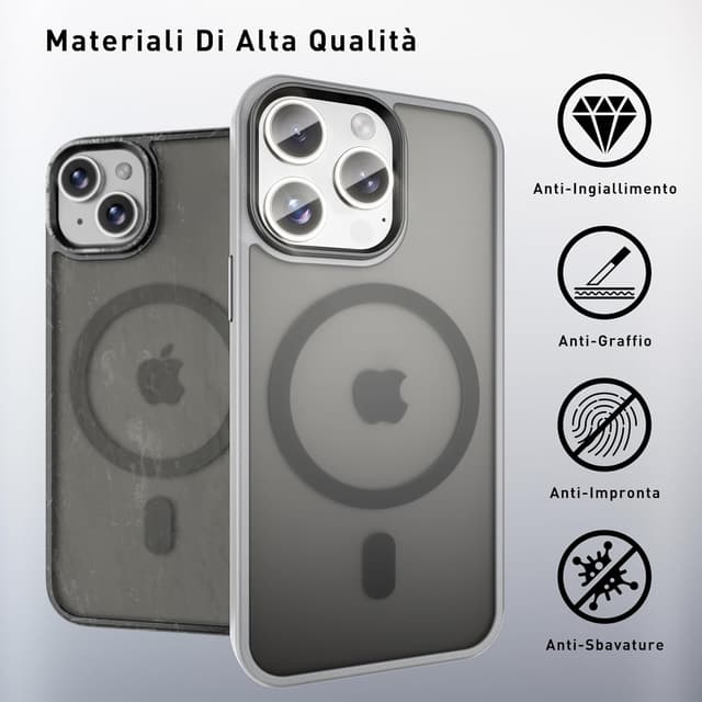 Detalle de Tigratigro Cover magnetica per iPhone 15 Pro compatibile MagSafe, trasparente sottile antiurto Argento