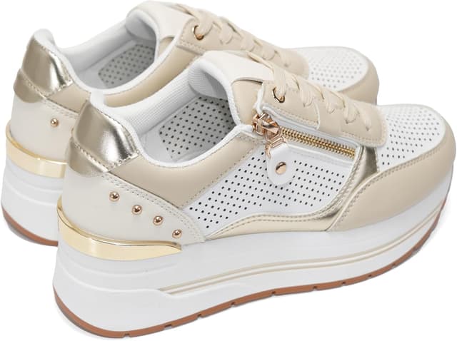 Detalle 2 de JOMIX WSC260025 Sneakers da donna con zeppa, zip laterale e lacci