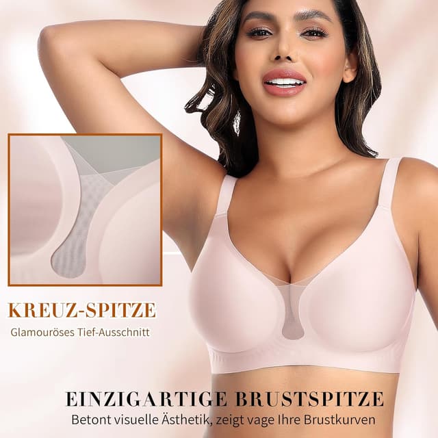 Thumbnail 2 de Jelly Strip Damen BH ohne Bügel – nahtloser Soft-Bralette mit tiefem V-Ausschnitt und Spitze