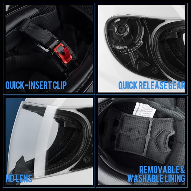 Detalle de Favoto Casco moto integrale per adulti XL (61 cm) bianco approvato ECE 22.06