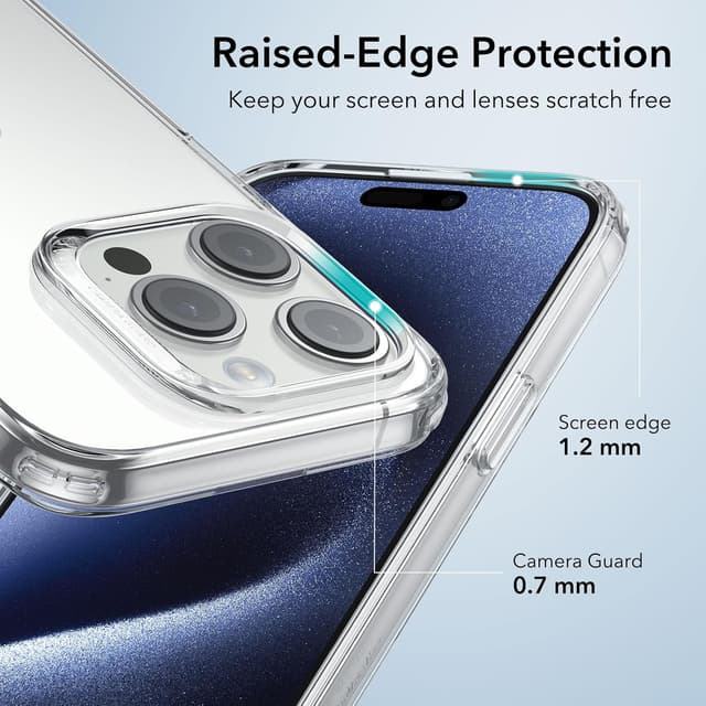 Detalle de ESR Zero Series Clear Case for iPhone 15 Pro Max (Shockproof Thin Transparent TPU) – Clear