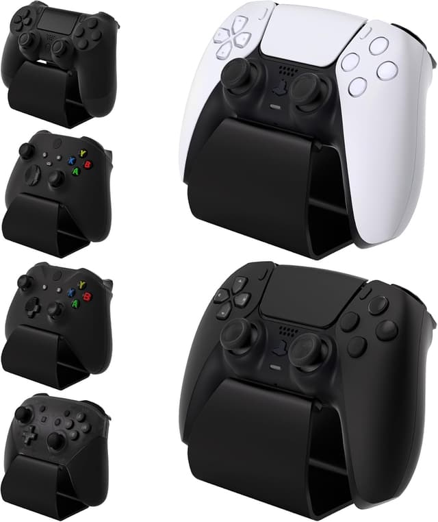 Detalle de playvital Stand-AL game controller stand for PS5/PS4, Xbox & Switch Pro (aluminium, black, 2-pack)
