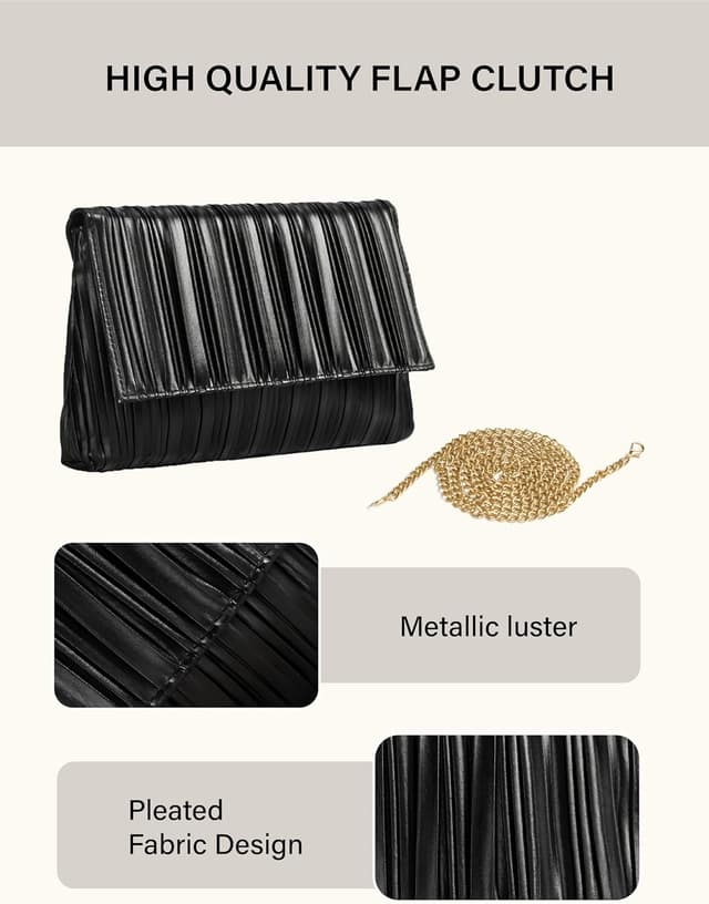 Detalle 2 de BABEYOND Pleated clutch bag, 120 cm chain