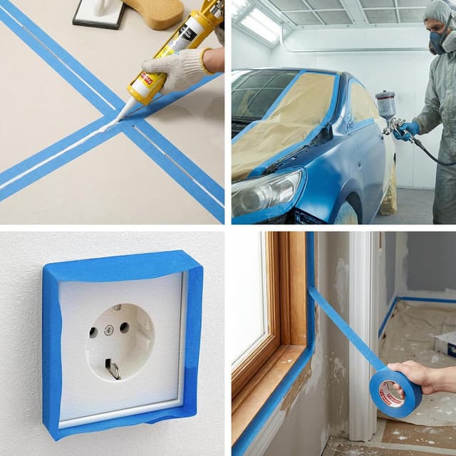 Detalle de Fyguard 4 Rolls Blue Painters Tape (24mm x 50m) – crepe paper masking tape with no residue