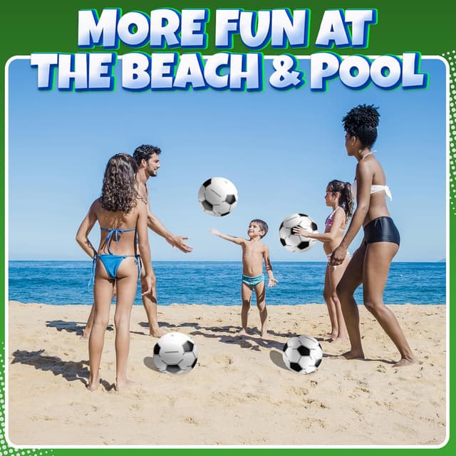 Detalle de Bedwina Inflatable Soccer Balls (Pack of 12) 16-inch Beach Balls for Pool Toys & Party Favors