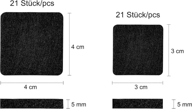 Detalle 2 de Levani Filzgleiter selbstklebend Premium (schwarz) – 42 eckige Möbelgleiter aus Filz