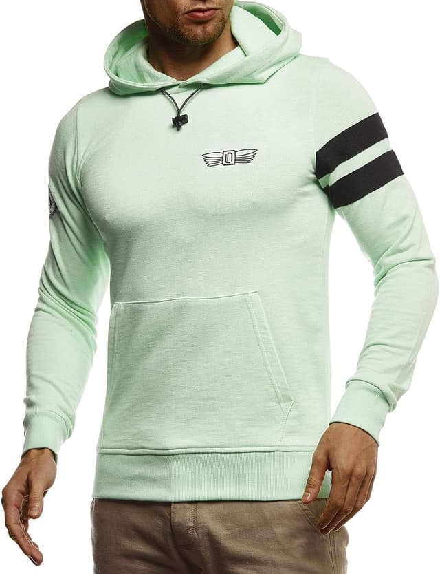 Detalle 2 de Leif Nelson LN8334 : pull à capuche homme slim fit noir et blanc