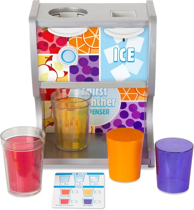 Detalle de Melissa & Doug distributore di bevande in legno con bicchieri e inserti (10 pezzi, certificato FSC)