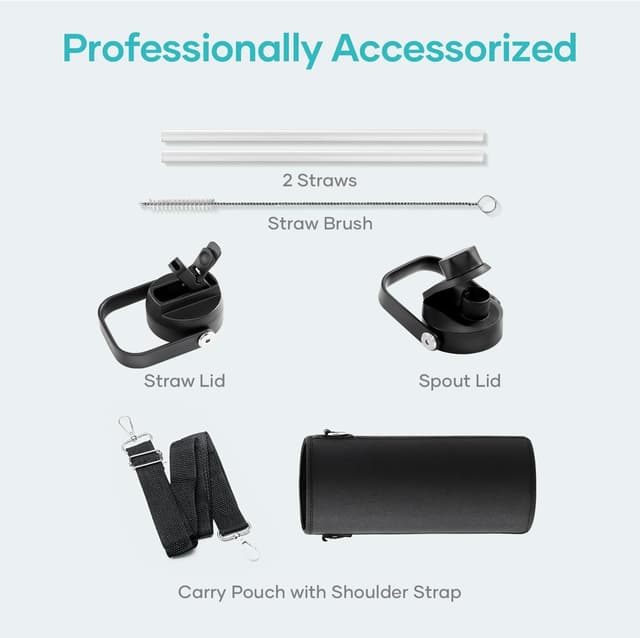 Thumbnail 6 de BUZIO 1180 ml Stainless Steel Vacuum Water Bottle with Straw Lid and Flex Cap (Indigo Crush)