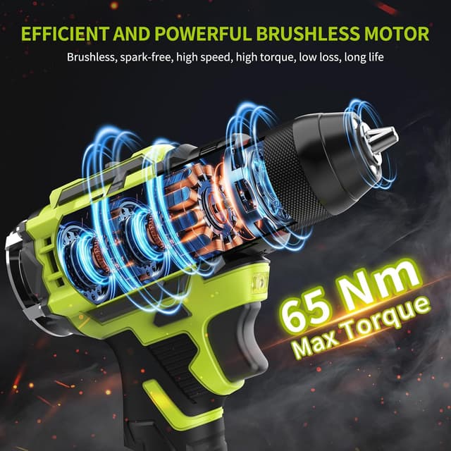 Detalle 2 de VOERJIA cordless drill 21V brushless 65Nm