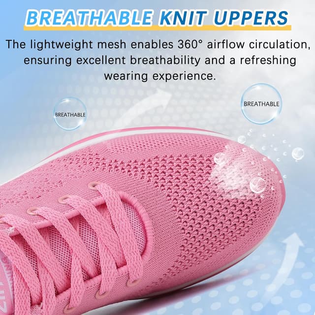 Detalle de Womens Running Shoes Trainers with Air Cushioning & Breathable Mesh – Lightweight Non-Slip Walking Sneakers