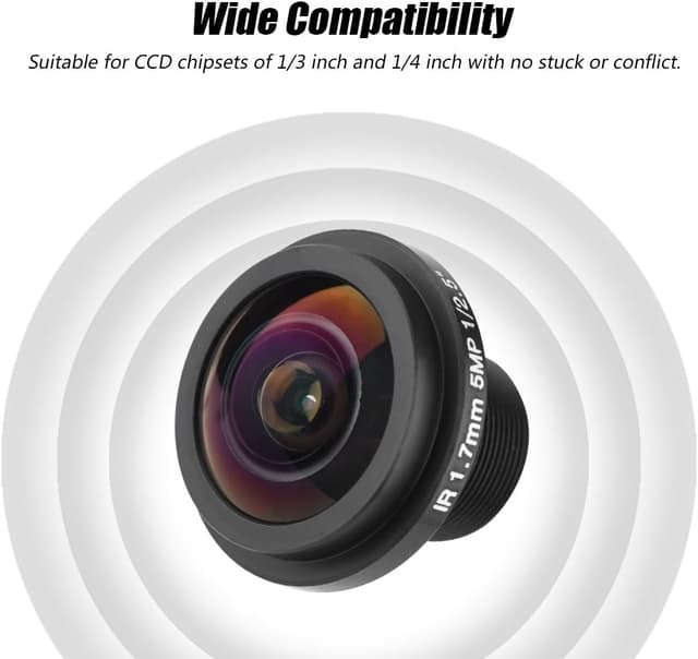 Detalle 2 de 5MP Fisheye CCTV Camera Lens (M12x0.5) 1.7mm 185° wide angle for 1/3" & 1/4" fisheye cameras