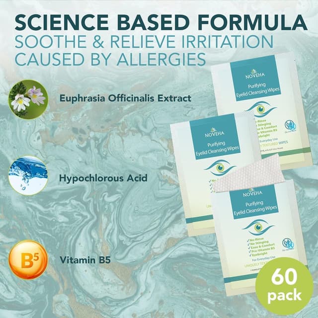 Detalle de NOVEHA Eyelid & Lash Wipes 60 pack