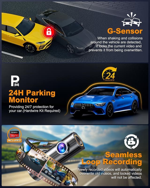 Detalle de Dashcam auto 4K con filtro CPL e WiFi