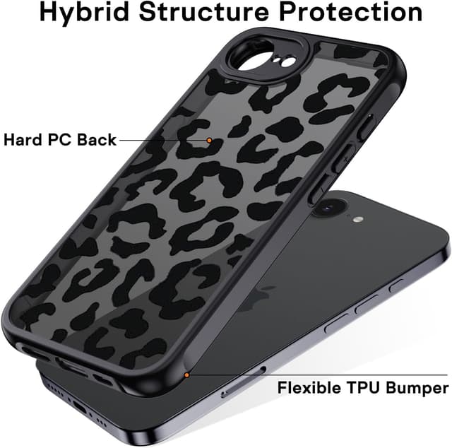 Detalle 2 de Coque XTCASE iPhone 16e / 17e aesthetic mode léopard, translucide mate, avec bumper TPU antichoc