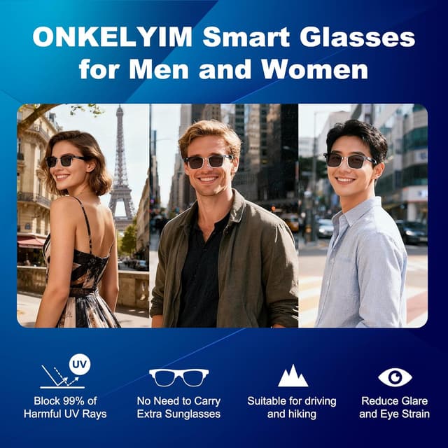 Detalle de ONKELYIM Bluetooth Audio Smart Glasses 33 g