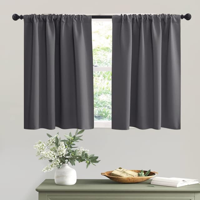 Detalle de RYB HOME Short Curtains Gray 42x36 in set of 2 🪟