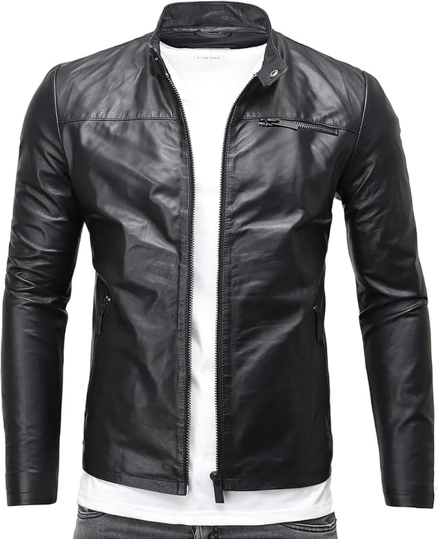 Detalle de Crone Epic Herren Lederjacke Cleane Basic aus 100% Echtleder – in vielen Varianten und Farben