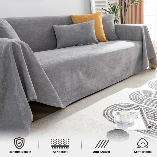 Detalle de Royhom Copridivano Antigraffio per Gatto impermeabile, grigio 2 posti 180x260 cm