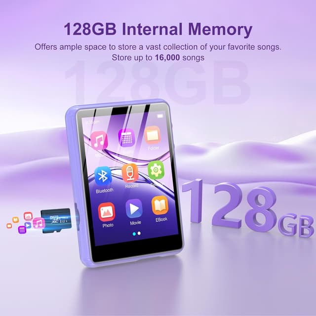 Thumbnail 2 de ZAQE 128 GB Reproductor MP3 Bluetooth 5.3