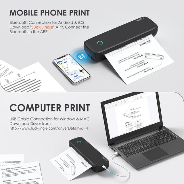 Detalle de Bisofice L81 Stampante termica portatile A4 con Bluetooth, stampa senza inchiostro e supporto carta multisize