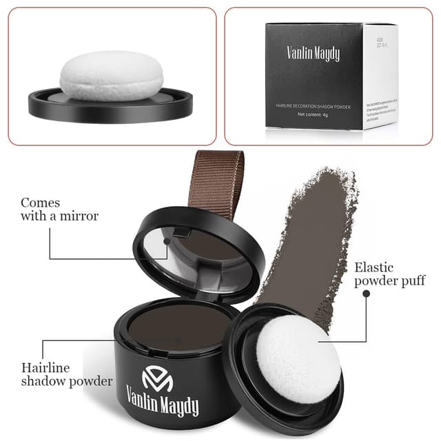 Detalle de LOPHE Ansatzpuder für Männer & Frauen (06 Graubraun) – Schnell abdeckender Wurzel-Concealer zum Auffüllen bei dünnem Haar